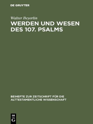 cover image of Werden und Wesen des 107. Psalms